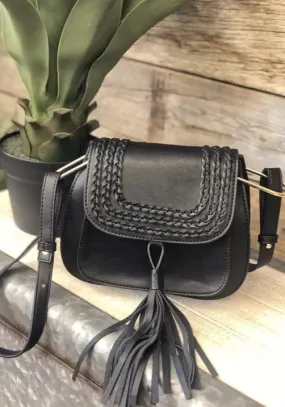 CTEA0004 Fashion Flap Over Tassel Saddle Crossbody Bag