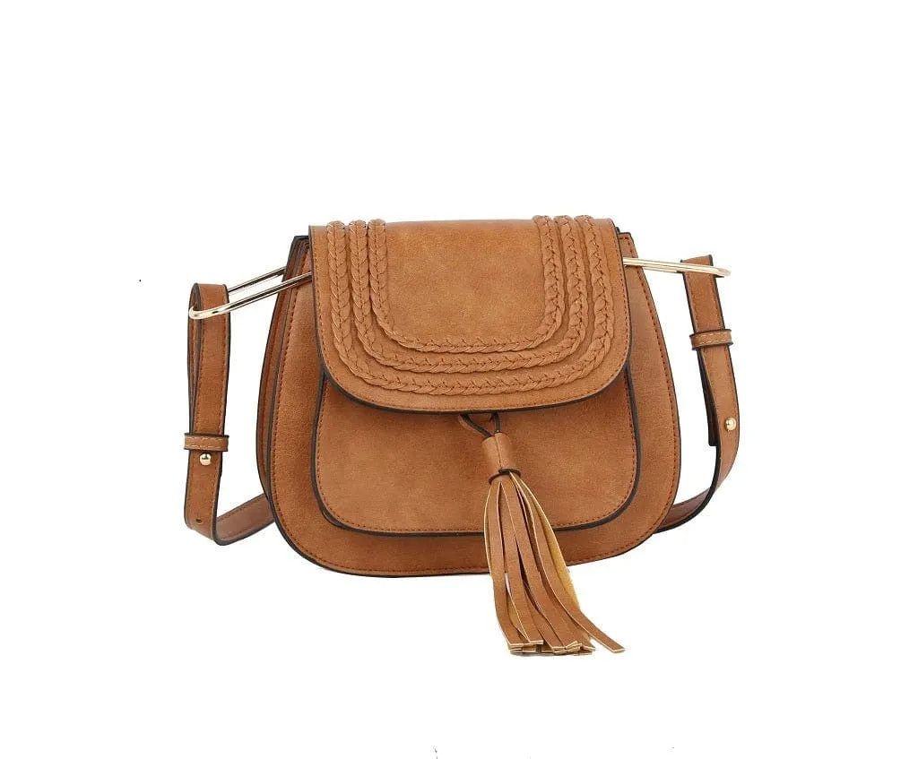 CTEA0004 Fashion Flap Over Tassel Saddle Crossbody Bag