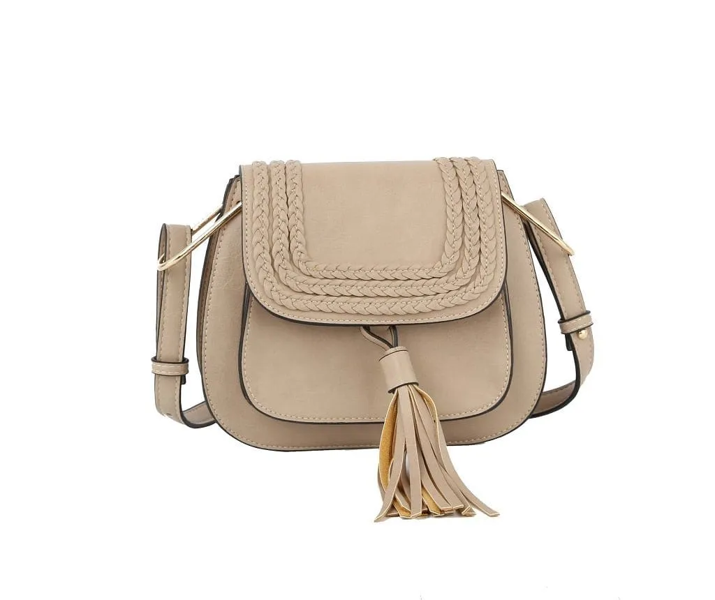 CTEA0004 Fashion Flap Over Tassel Saddle Crossbody Bag