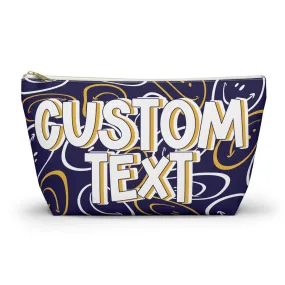 Custom Text - Navy and Gold Makeup Bag