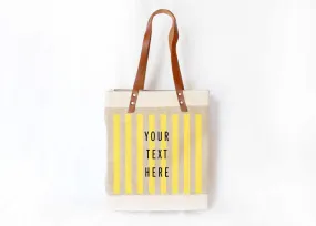 Customize Your Striped Long Handle Tote in Yellow