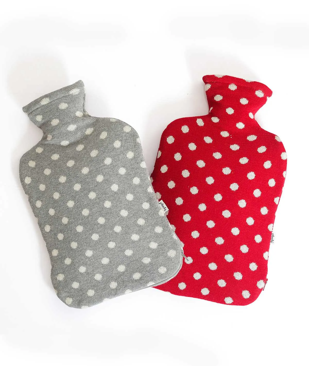 Dottie - Red & Natural Combed Cotton Hot Water Bottle Cover