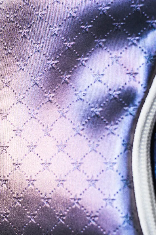 Embossed in Purple Rebel Dream Bag with White Zipper