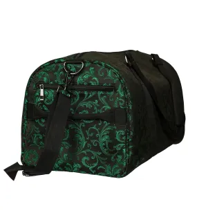 Emerald  Green and Black Brocade Duffel Bag