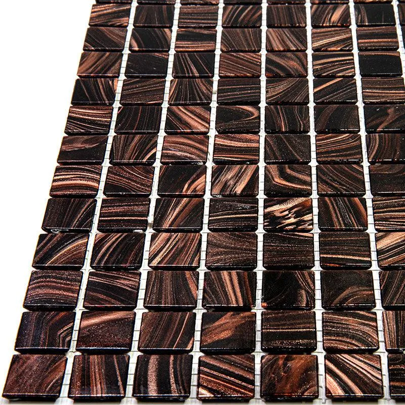 Espresso Shimmer Mixed Squares Glass Pool Tile