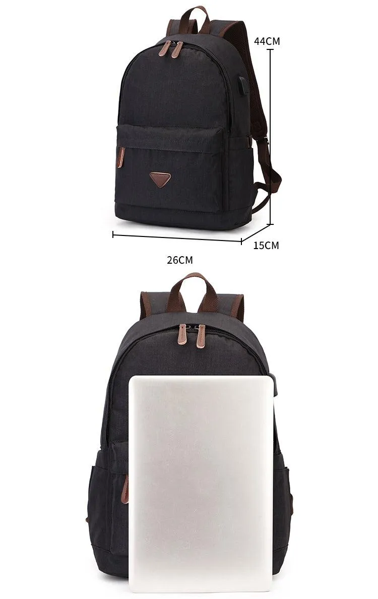 Fashion Casual Business Computer Backpack With USB Charging Port-Black