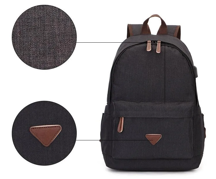 Fashion Casual Business Computer Backpack With USB Charging Port-Brown