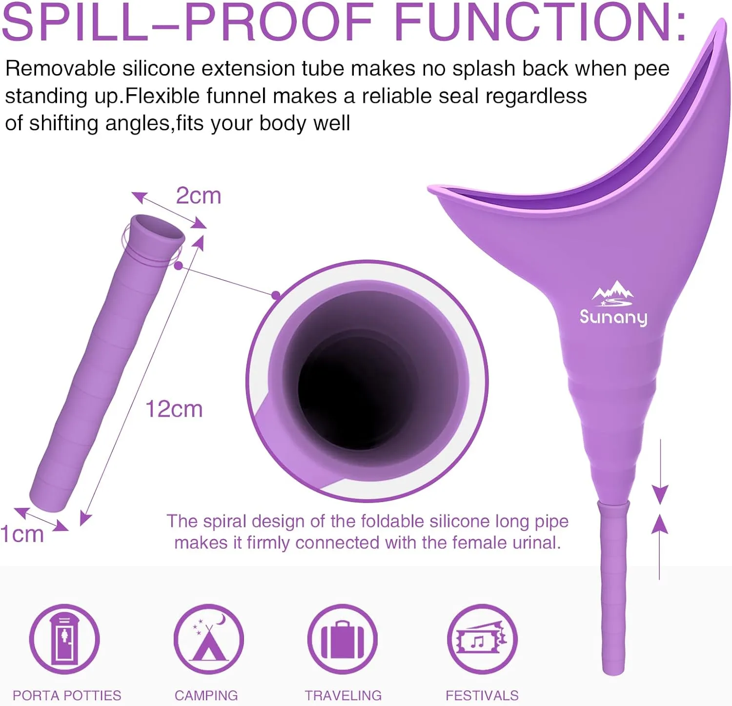 Female Urination Device,Reusable Silicone Female Urinal Foolproof Women Pee Funnel Allows Women to Pee Standing Up,Women's Urinal with Drawstring Bags is The Perfect Companion for Travel and Outdoor