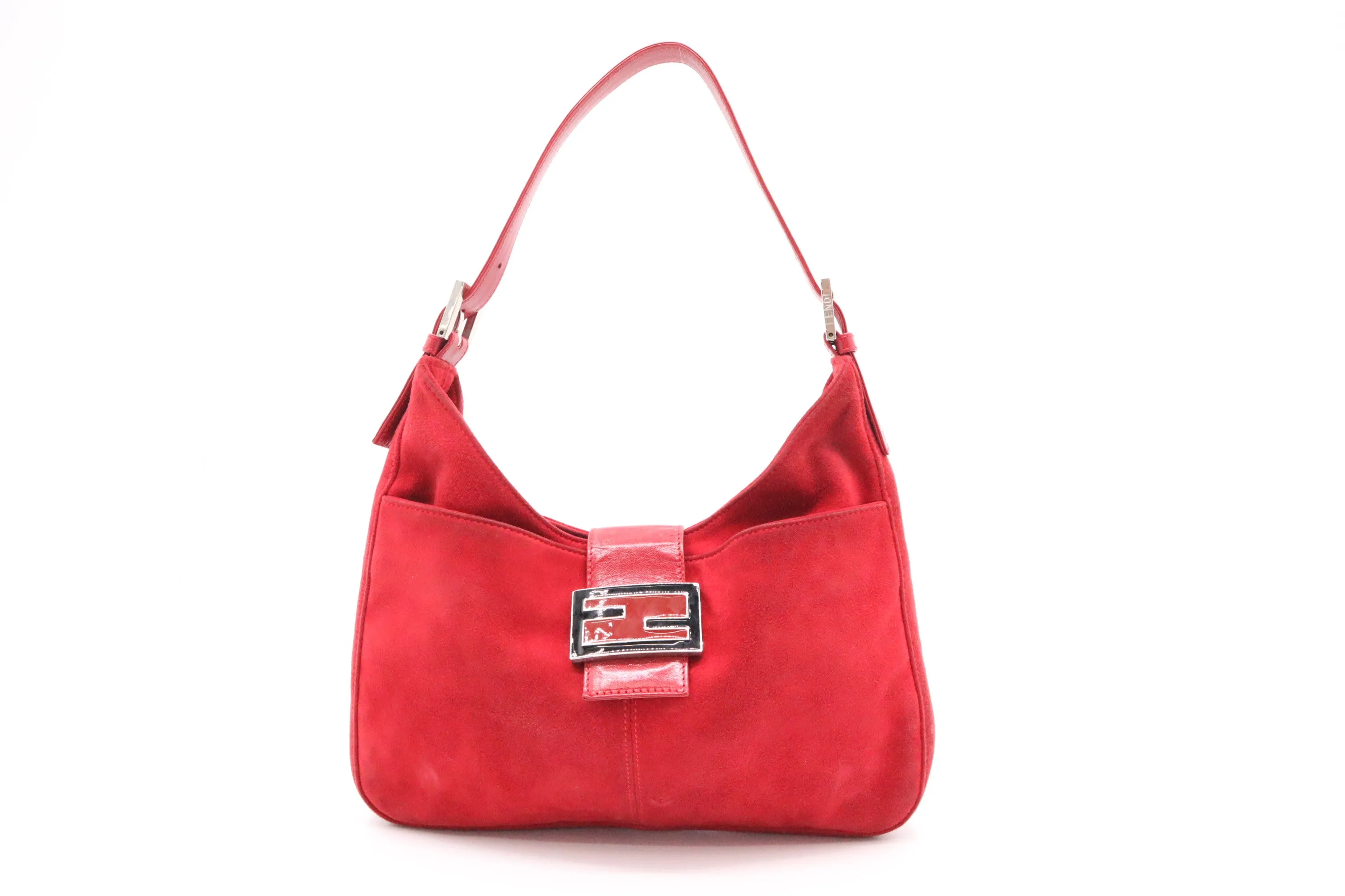 Fendi Shoulder Bag in Red Suede