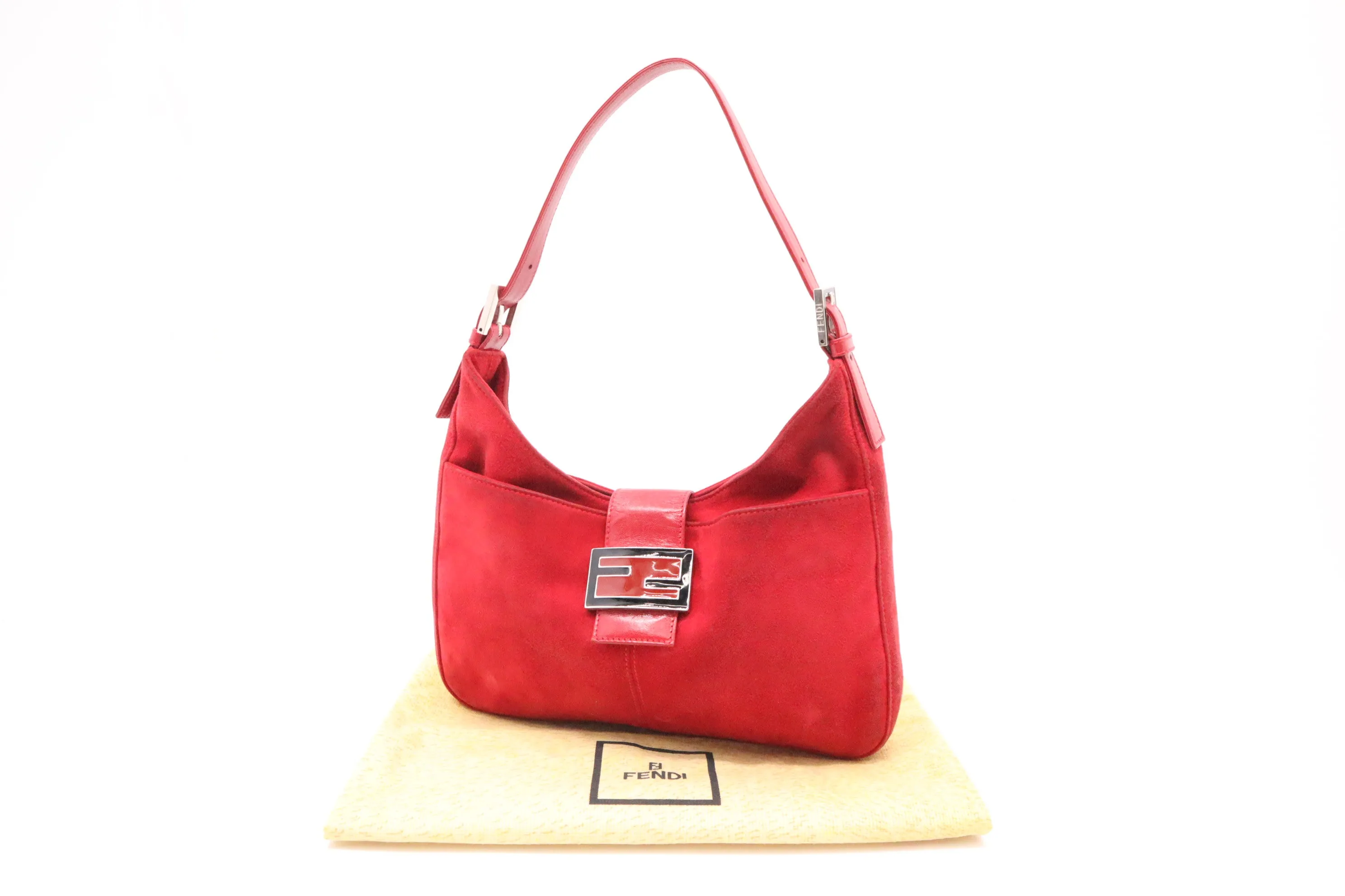 Fendi Shoulder Bag in Red Suede