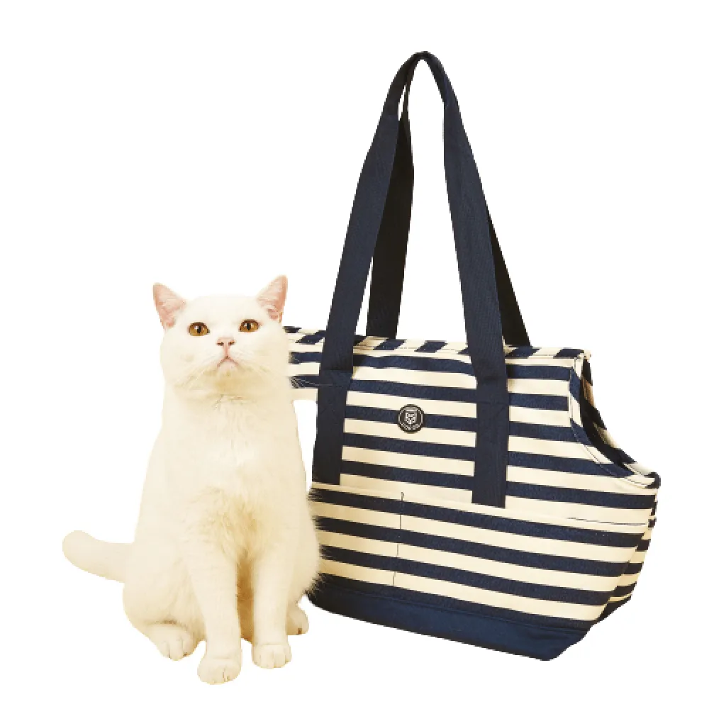 Fofos Stripes Shoulder Carrier for Dogs and Cats (Blue & White)