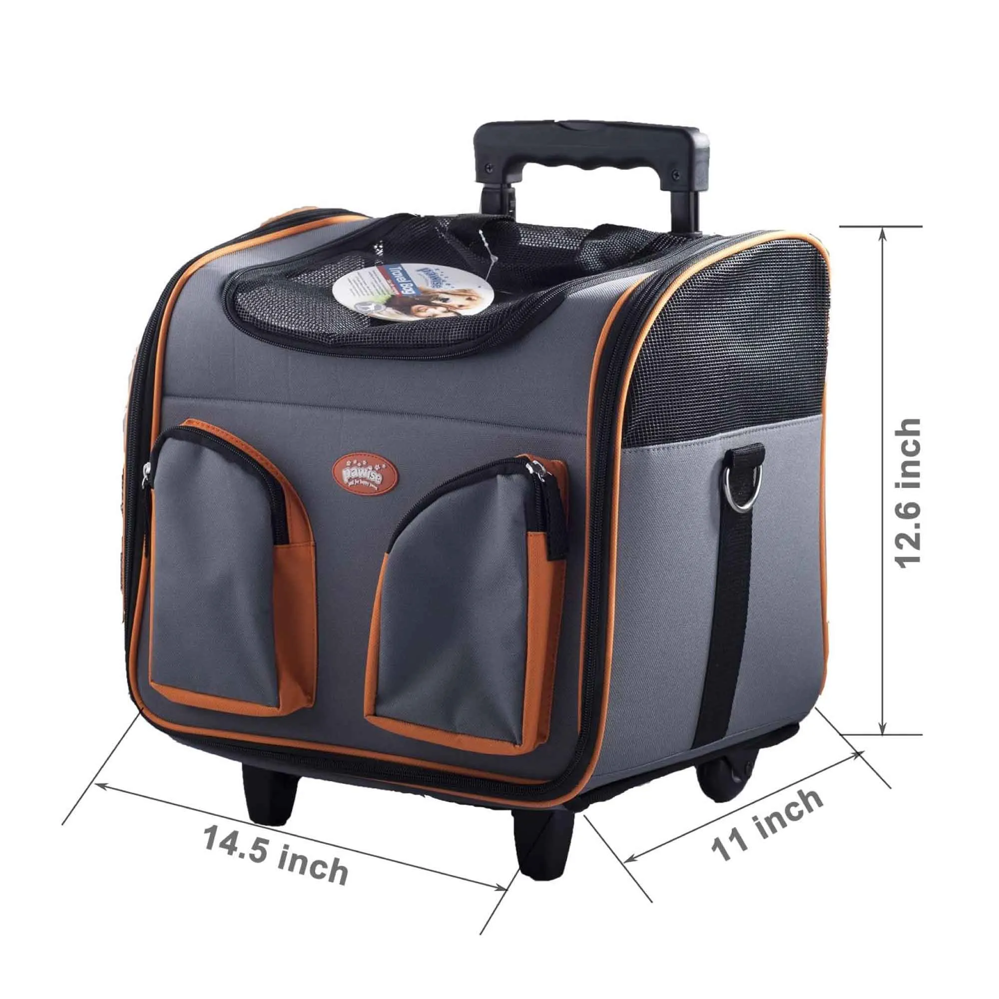 Foldable Pet Trolley Travel Carrier with Wheels, 18kg, Pawise