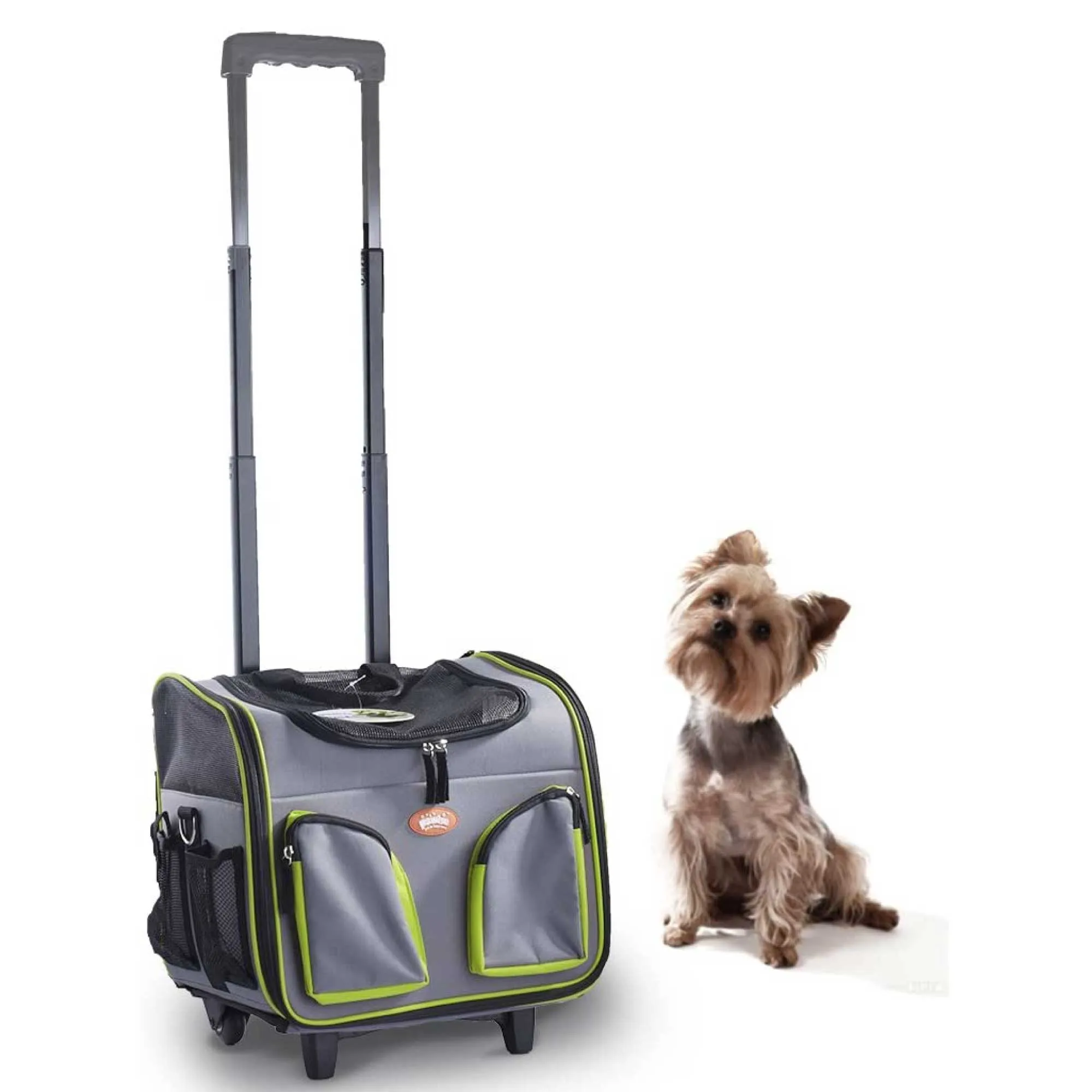 Foldable Pet Trolley Travel Carrier with Wheels, 18kg, Pawise