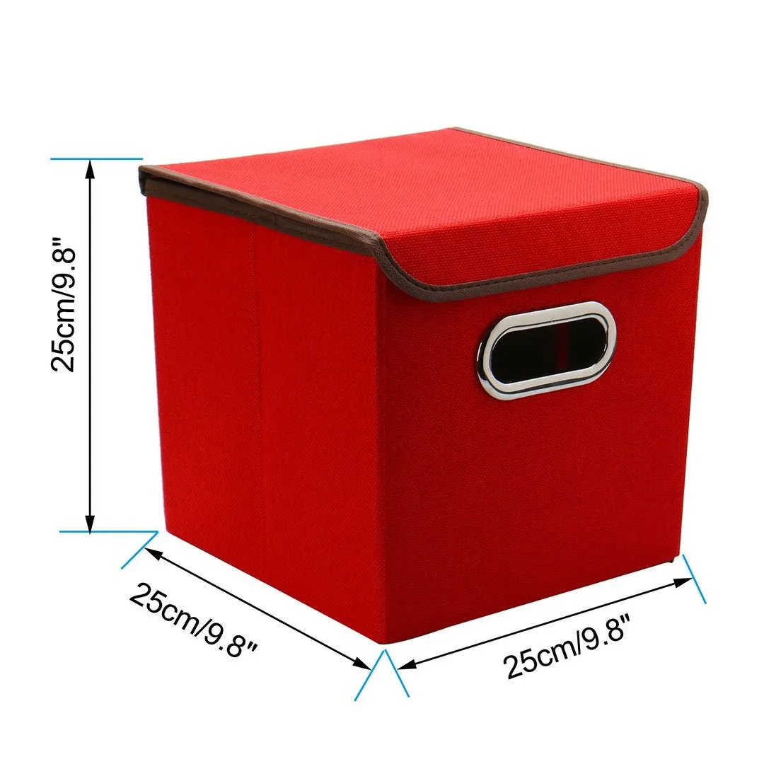 Foldable Storage Cube Boxes With Lid ( Random Colour ) By AK - 1 PC