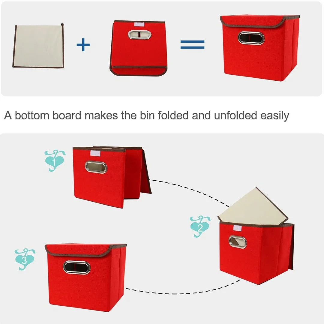 Foldable Storage Cube Boxes With Lid ( Random Colour ) By AK - 1 PC