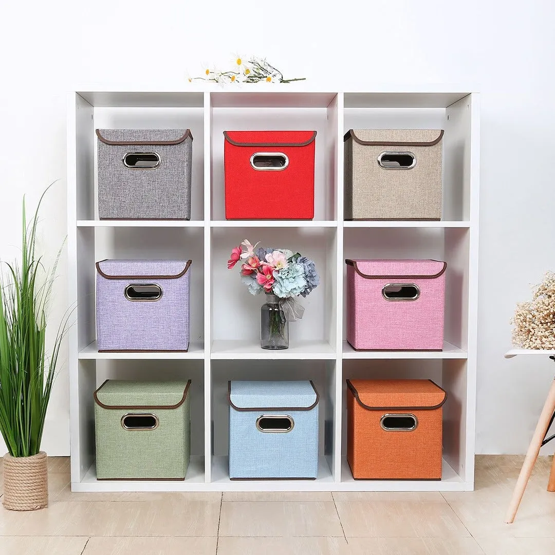 Foldable Storage Cube Boxes With Lid ( Random Colour ) By AK - 1 PC