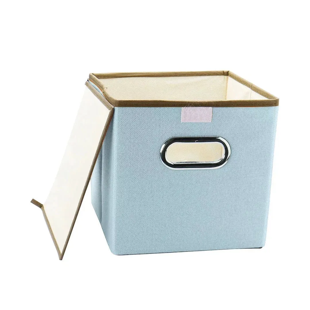 Foldable Storage Cube Boxes With Lid ( Random Colour ) By AK - 1 PC