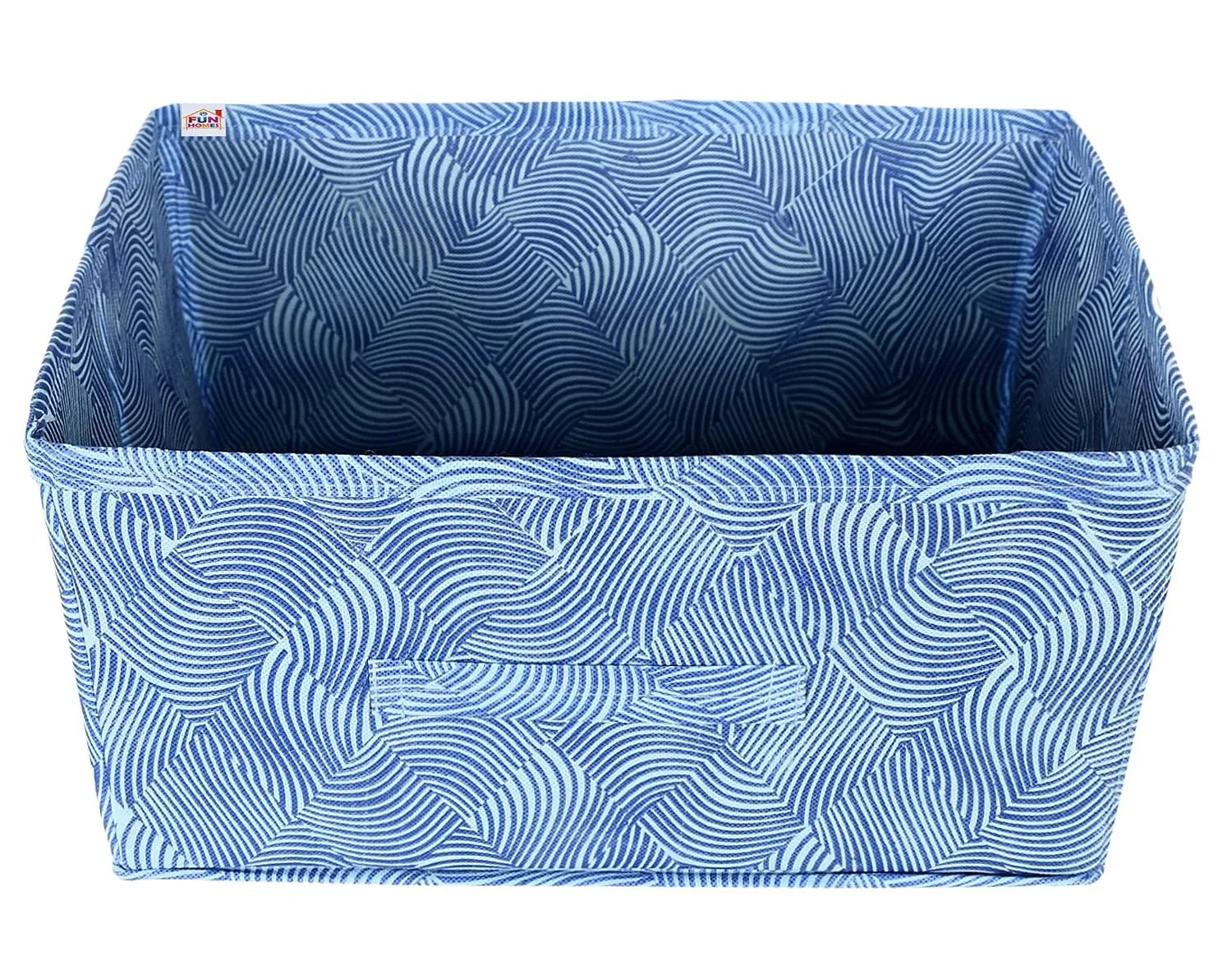 Fun Homes Laheriya Metalic Print Non Woven Fabric Modular Closet Organizer Box with Handle Set Of 2(Blue & Red)-FHUNH15995