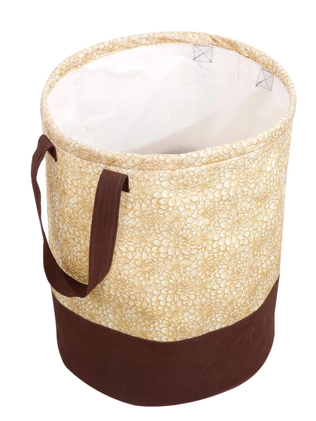 Fun Homes Metalic Printed Waterproof Non-Woven Laundry Bag,Toy Storage,Laundry Basket Organizer 45 L (Brown)