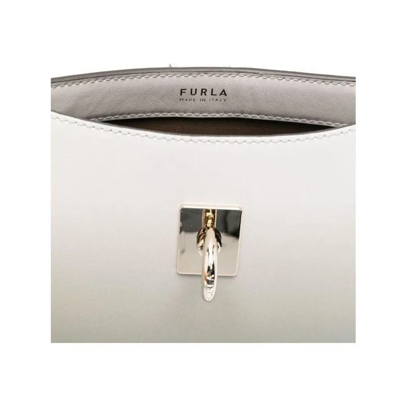 Furla Unica Mini Crossbody - Vitello Roma White and Gold