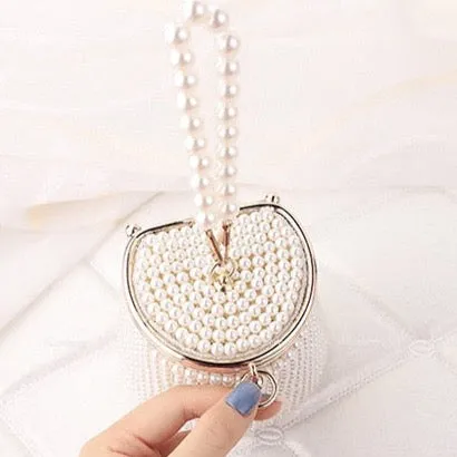 Gemma Pearl Beaded Mini Bucket Evening Bag