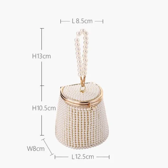 Gemma Pearl Beaded Mini Bucket Evening Bag