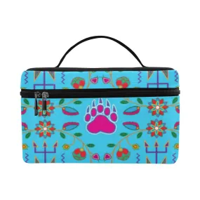 Geometric Floral Fall - Sky Blue Cosmetic Bag/Large