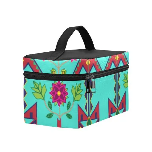 Geometric Floral Spring-Sky Cosmetic Bag/Large