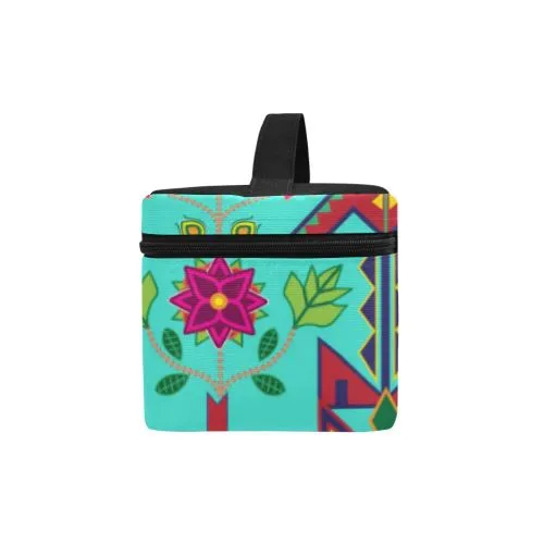 Geometric Floral Spring-Sky Cosmetic Bag/Large