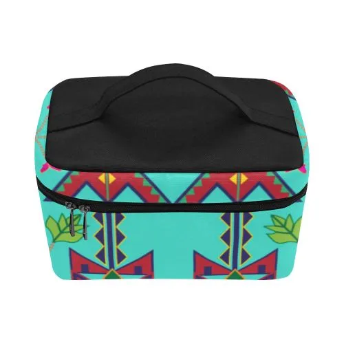 Geometric Floral Spring-Sky Cosmetic Bag/Large