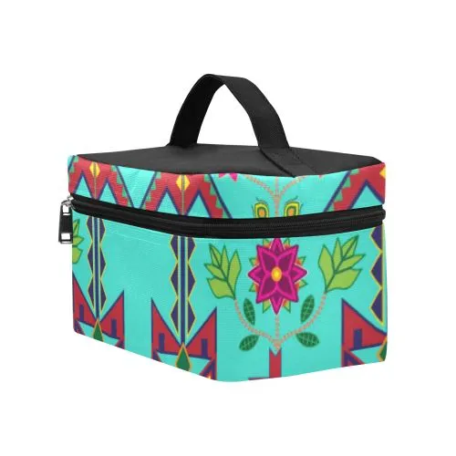 Geometric Floral Spring-Sky Cosmetic Bag/Large