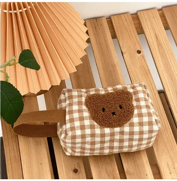 Gingham Teddy Bear Cosmetics Bag