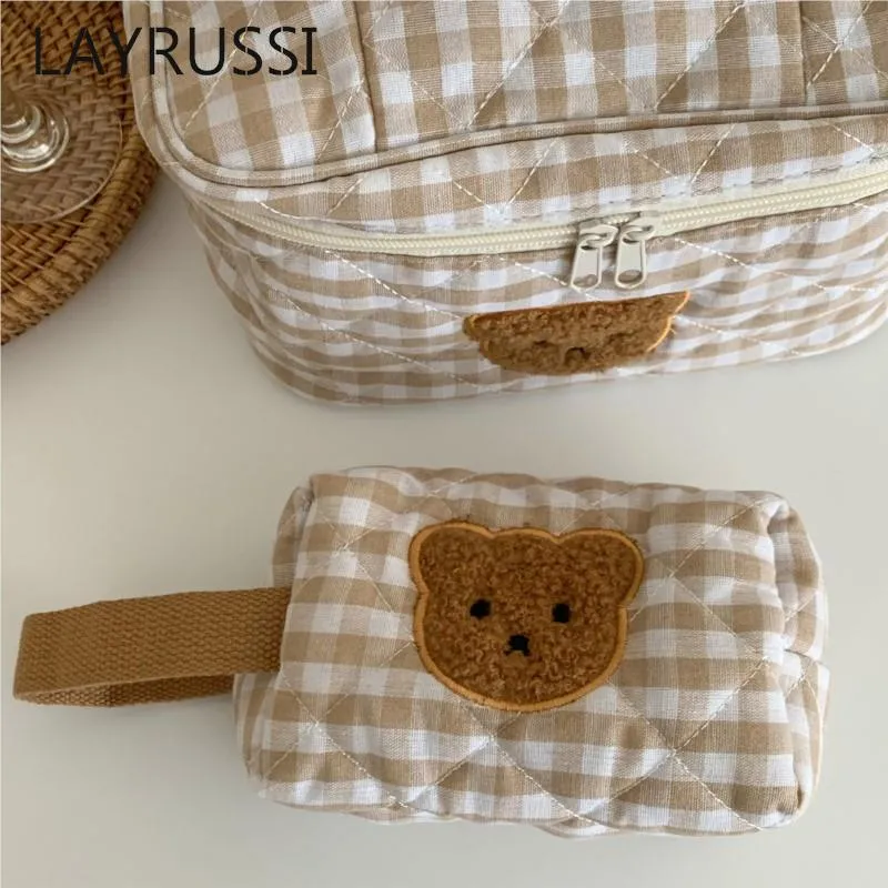 Gingham Teddy Bear Cosmetics Bag