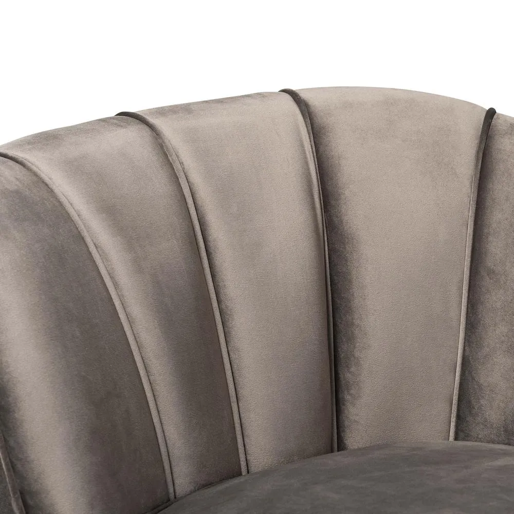 Glam and Luxe Grey Velvet Fabric Upholstered and Gold Finished Sofa