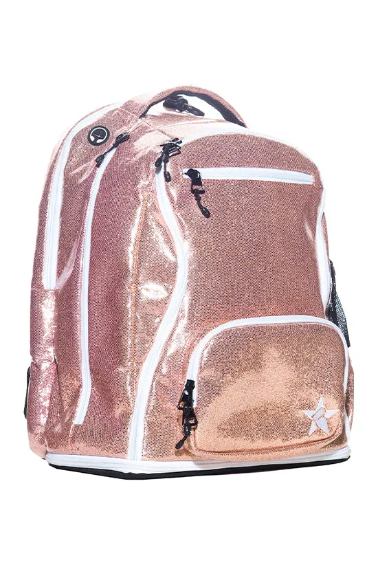 Glossy in Rose Gold Rebel Dream Bag with White Zipper