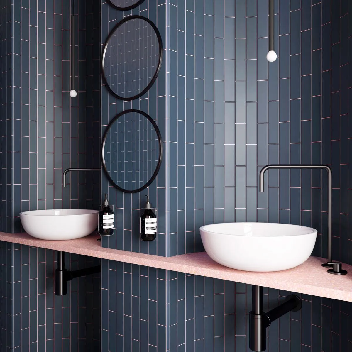 Groove Navy Matte Ceramic Subway Tile