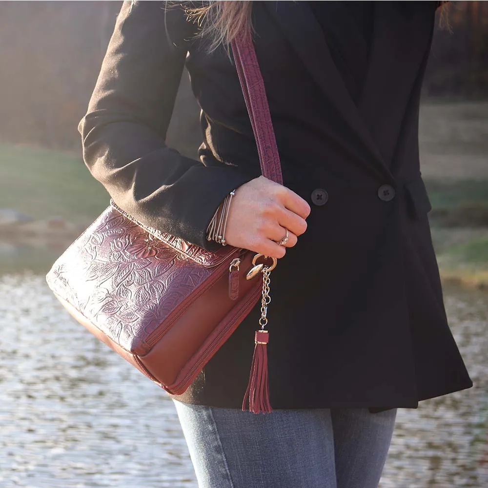 GTM Tooled American Cowhide Clutch W/Carry Conceal Compartment