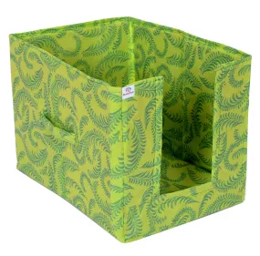 Heart Home Rectangular Saree Closet Organizer for Wardrobe/Closet Storage Box and Clothing for Women Clothes with Metallic Leaf Print (Green)