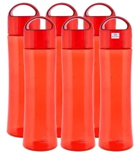 Heart Home Unbreakable BPA & Leak Free Plastic Water Bottle- 1 Litre, Pack of 6 (Red)