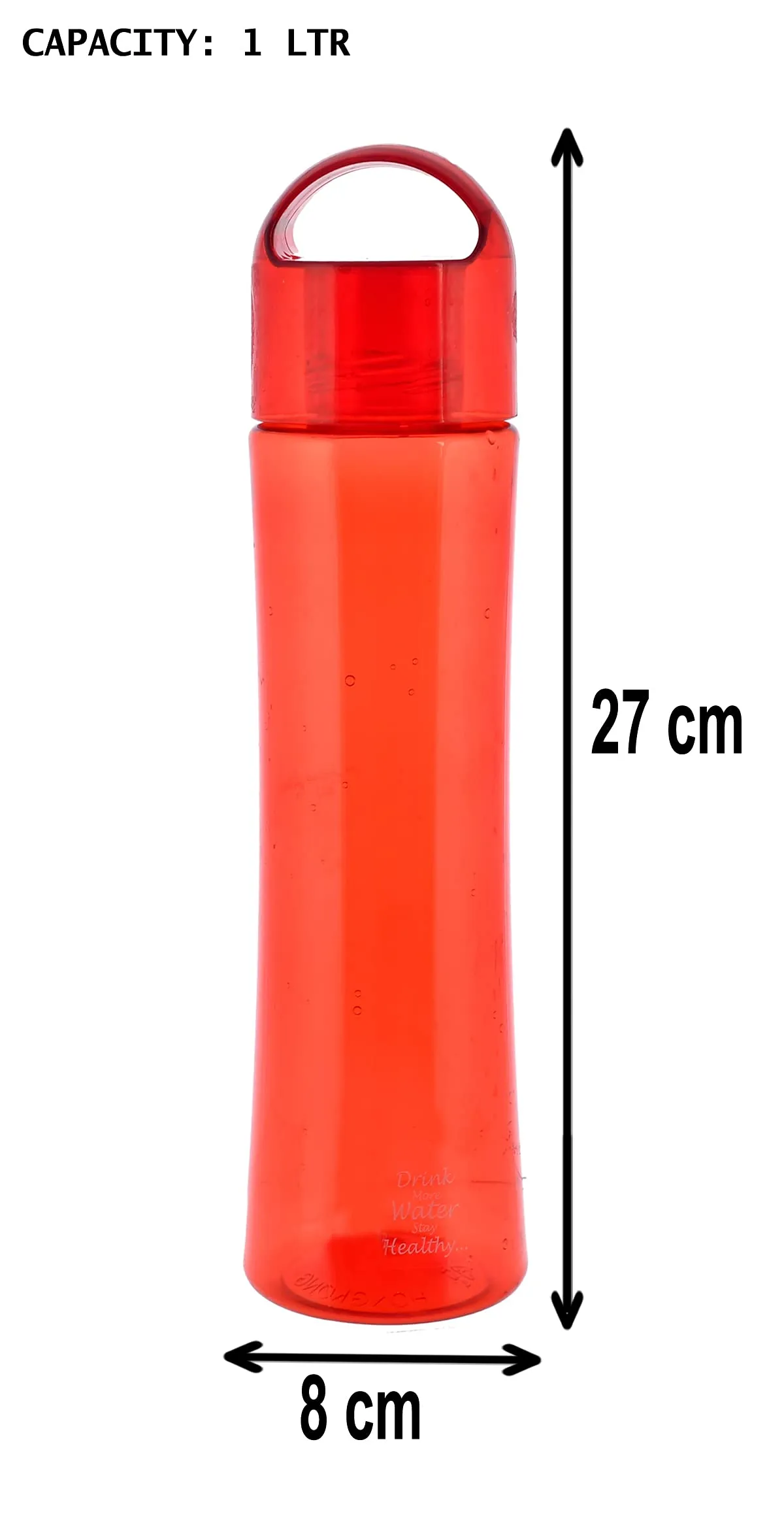 Heart Home Unbreakable BPA & Leak Free Plastic Water Bottle- 1 Litre, Pack of 6 (Red)