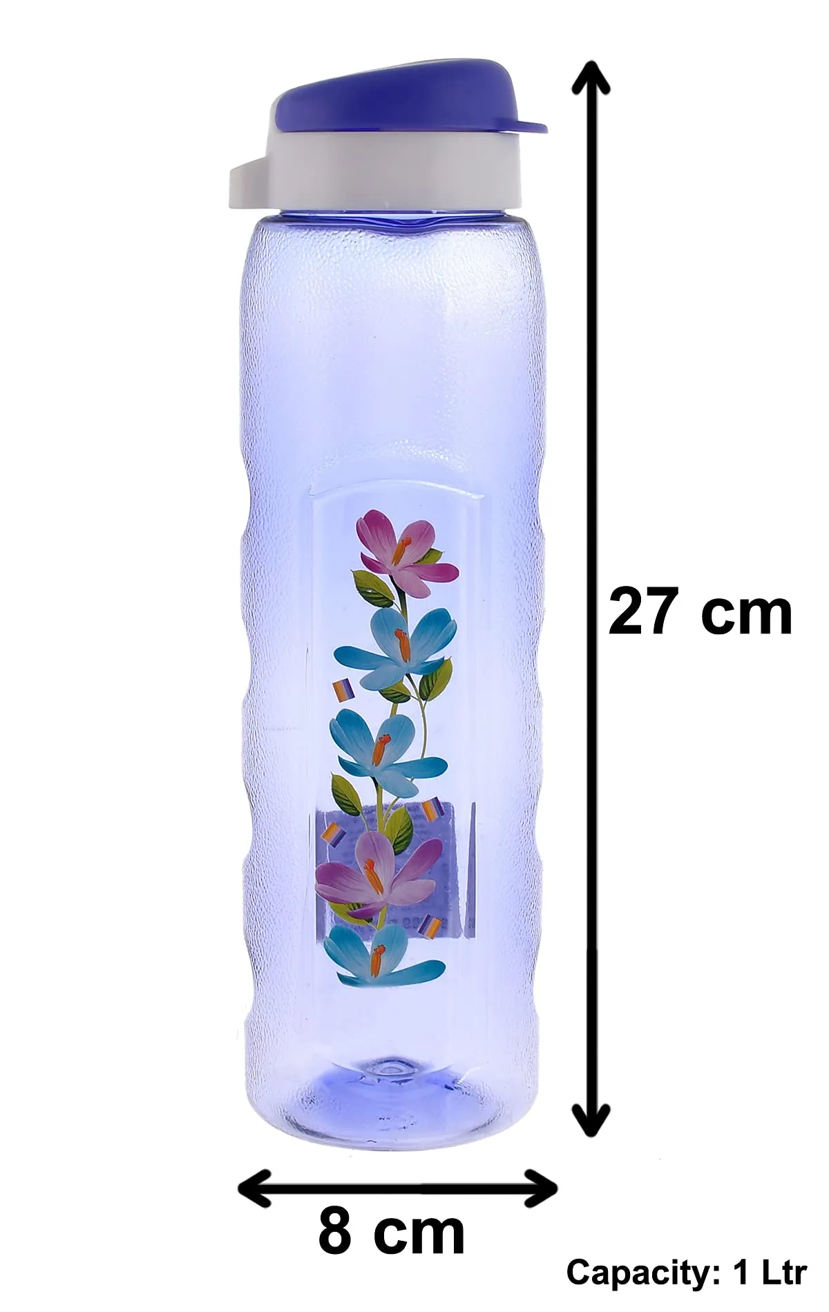 Heart Home Unbreakable BPA & Leak Free Plastic Water Bottle With Sipper- 1 Litre, Pack of 6 (Pruple)