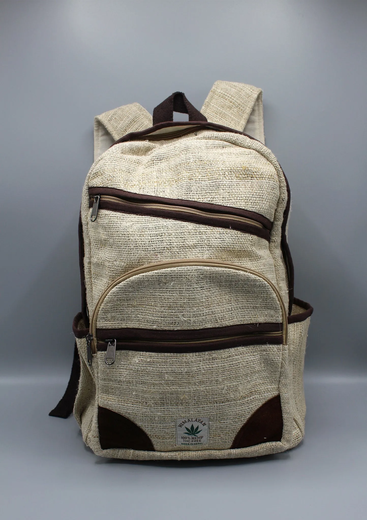 Himalayan Pure Hemp Backpack Leather Edging