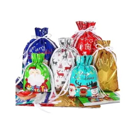 Holiday Drawstring Gift Bags  30pcs Christmas Foil Gift Wrapping Sacks Pouches for Xmas Presents Party Favor (Large Medium Small)