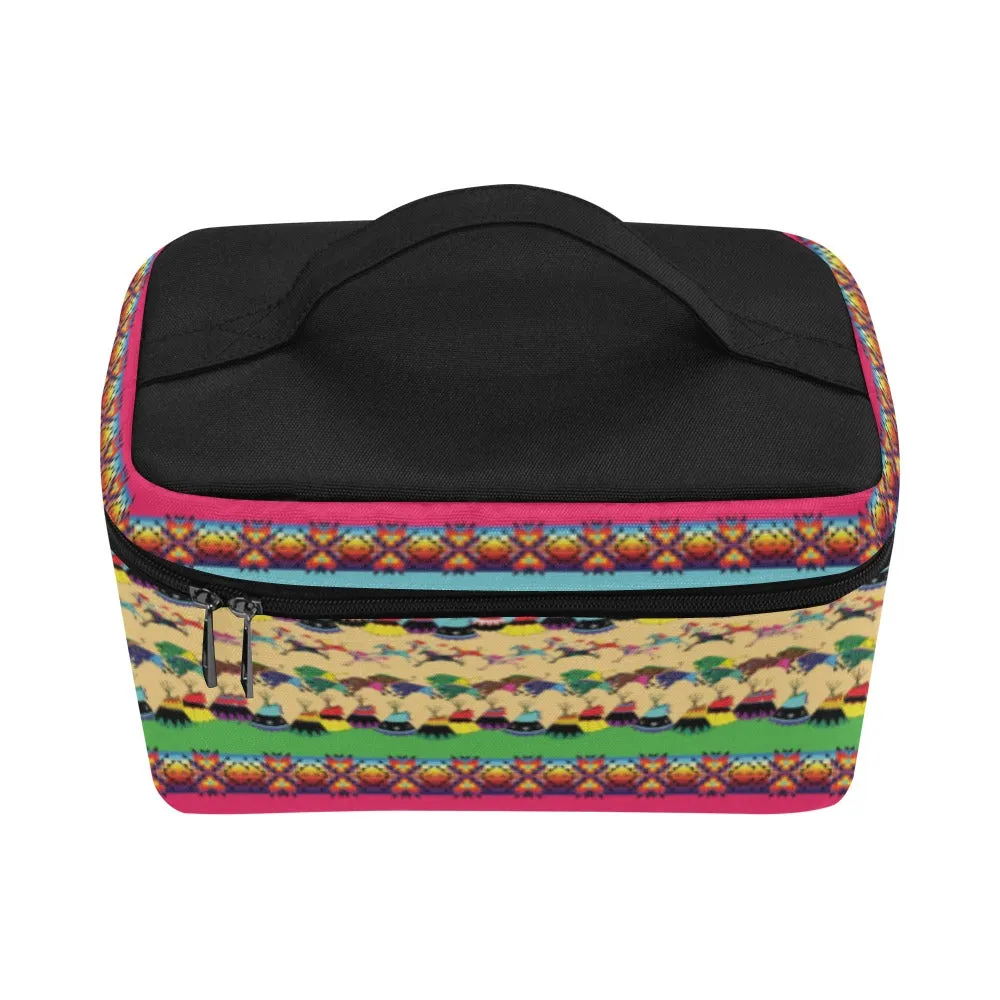 Horses and Buffalo Ledger Pink Cosmetic Bag/Large