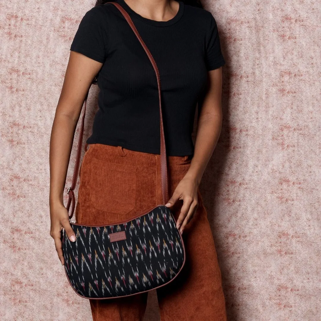 Ikat African Wave Structured Shoulder Bag