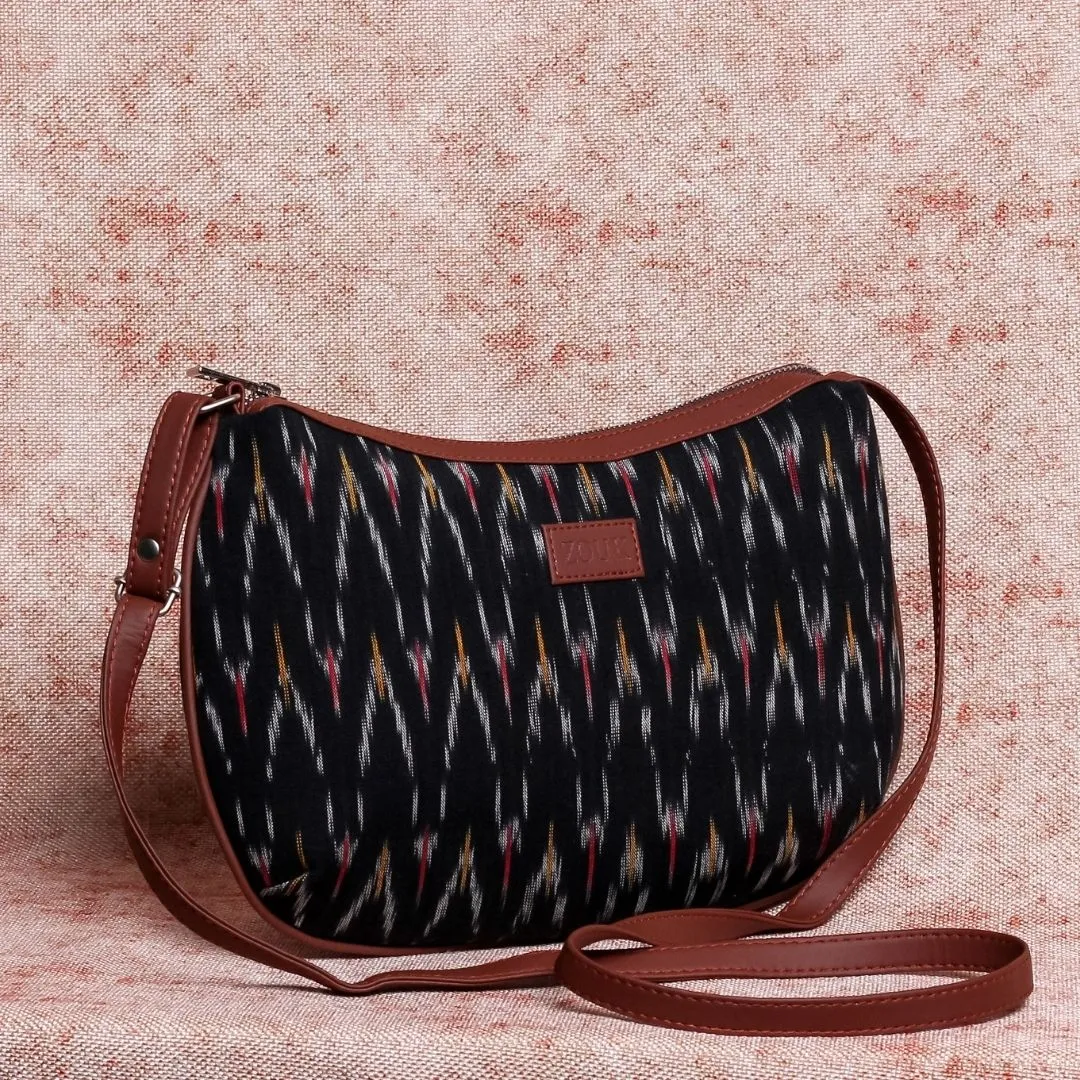 Ikat African Wave Structured Shoulder Bag