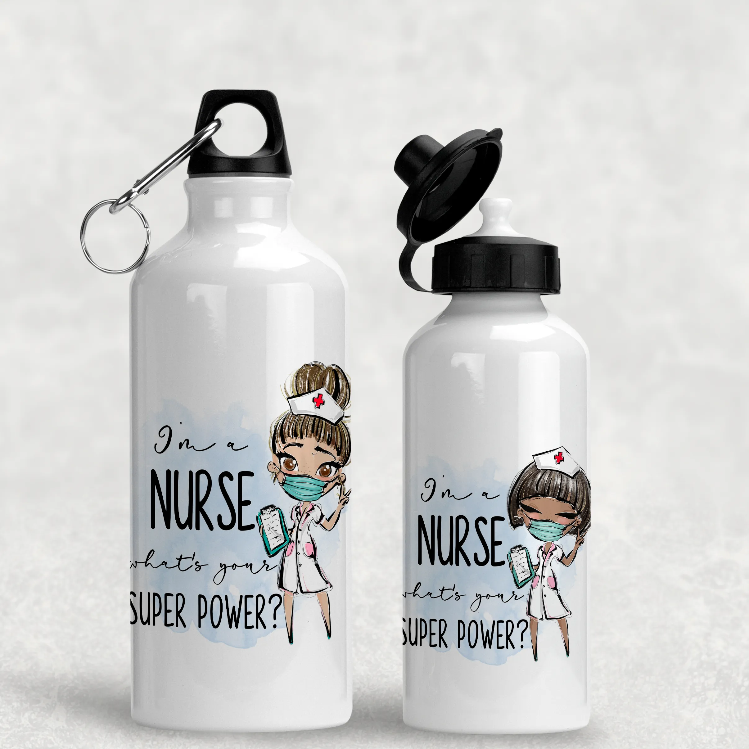 I'm A Nurse What's Your Superpower? Personalised Aluminium Water Bottle 400/600ml