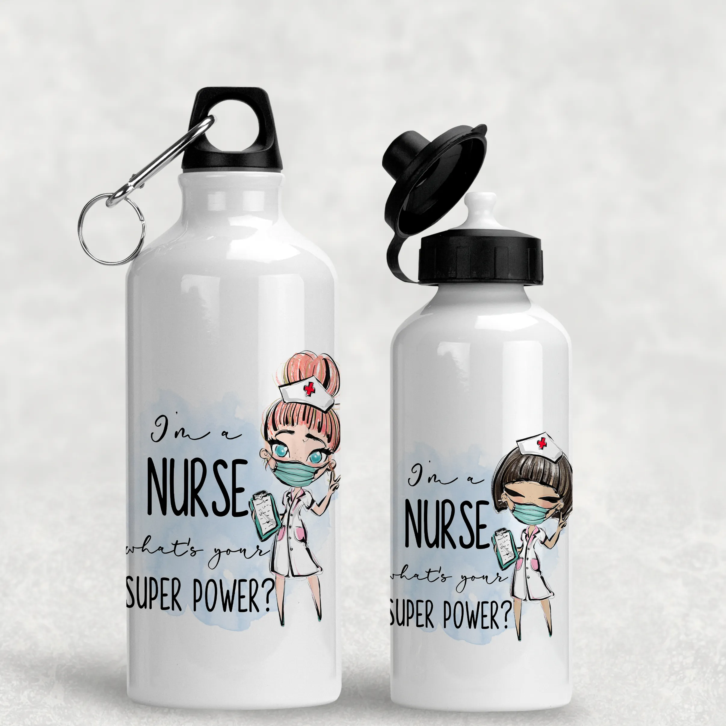 I'm A Nurse What's Your Superpower? Personalised Aluminium Water Bottle 400/600ml