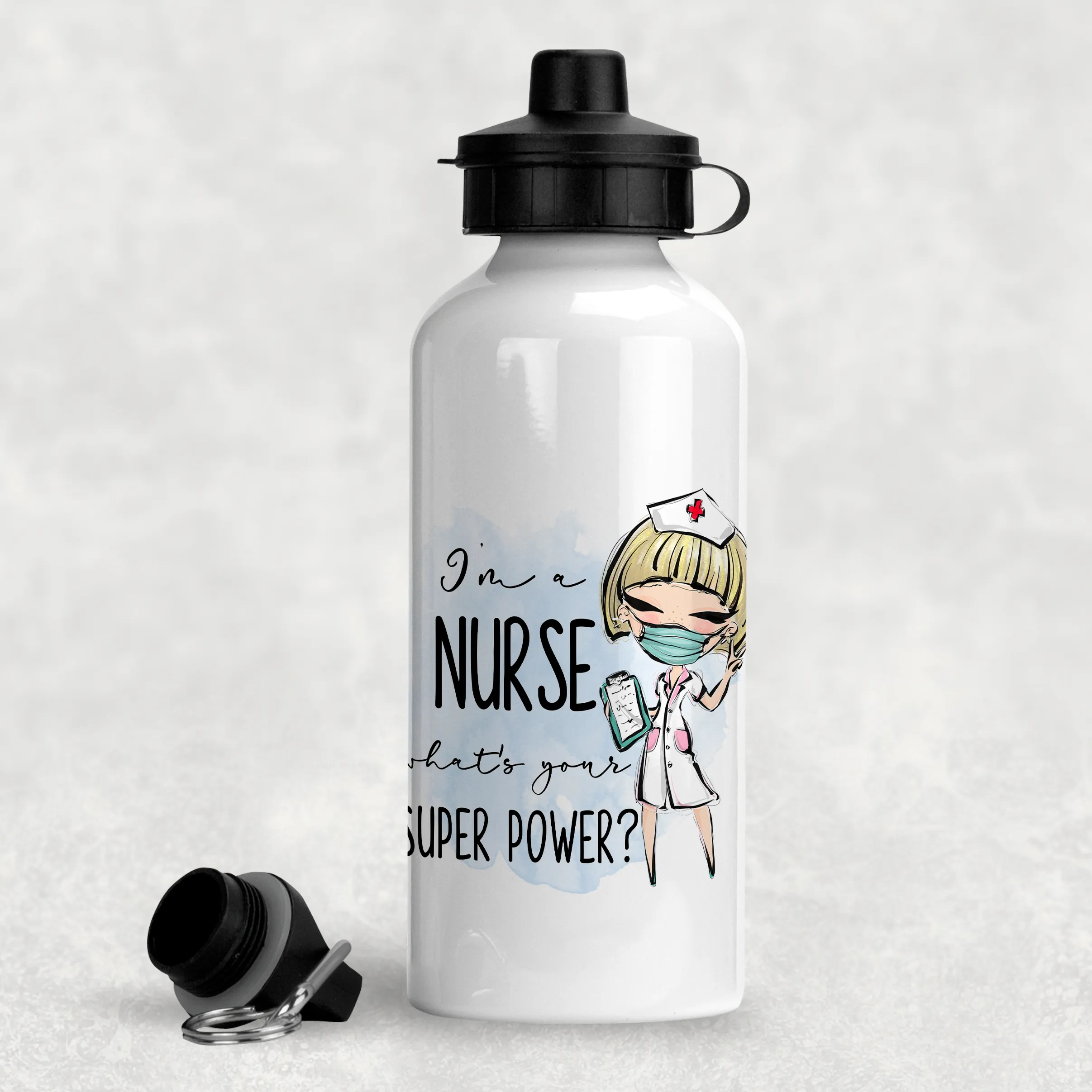 I'm A Nurse What's Your Superpower? Personalised Aluminium Water Bottle 400/600ml