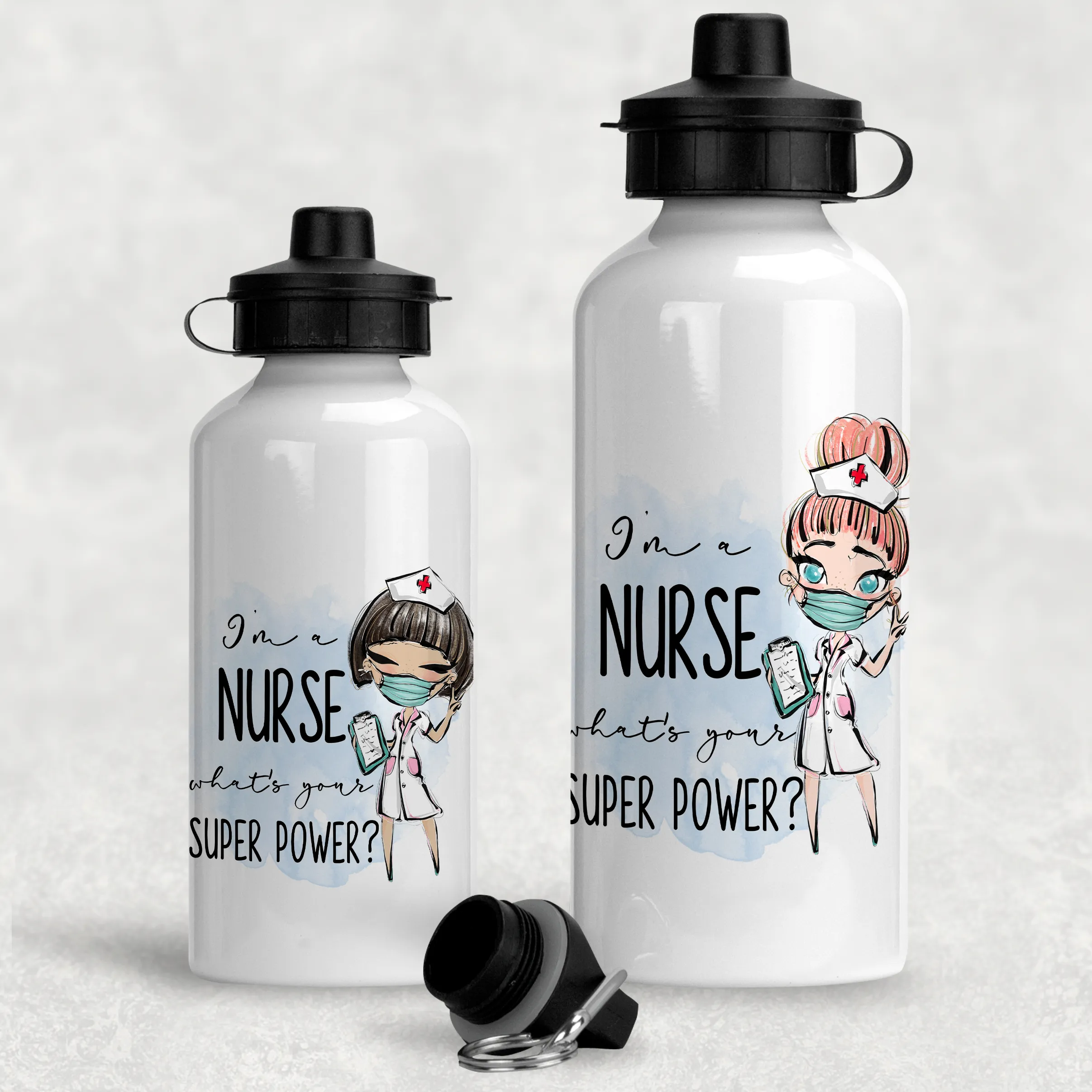 I'm A Nurse What's Your Superpower? Personalised Aluminium Water Bottle 400/600ml